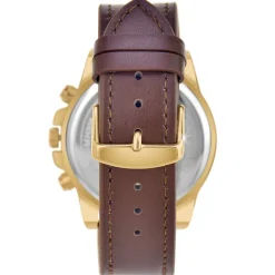 Montre homme quartz par Pascal Szerman dorée et marron