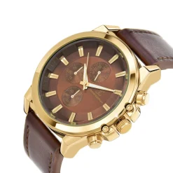Montre homme quartz par Pascal Szerman dorée et marron