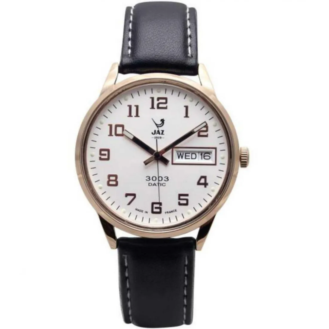Montre Jaz 3003 Datic JZ112/6 - Montre Cuir Dateur Noire Homme