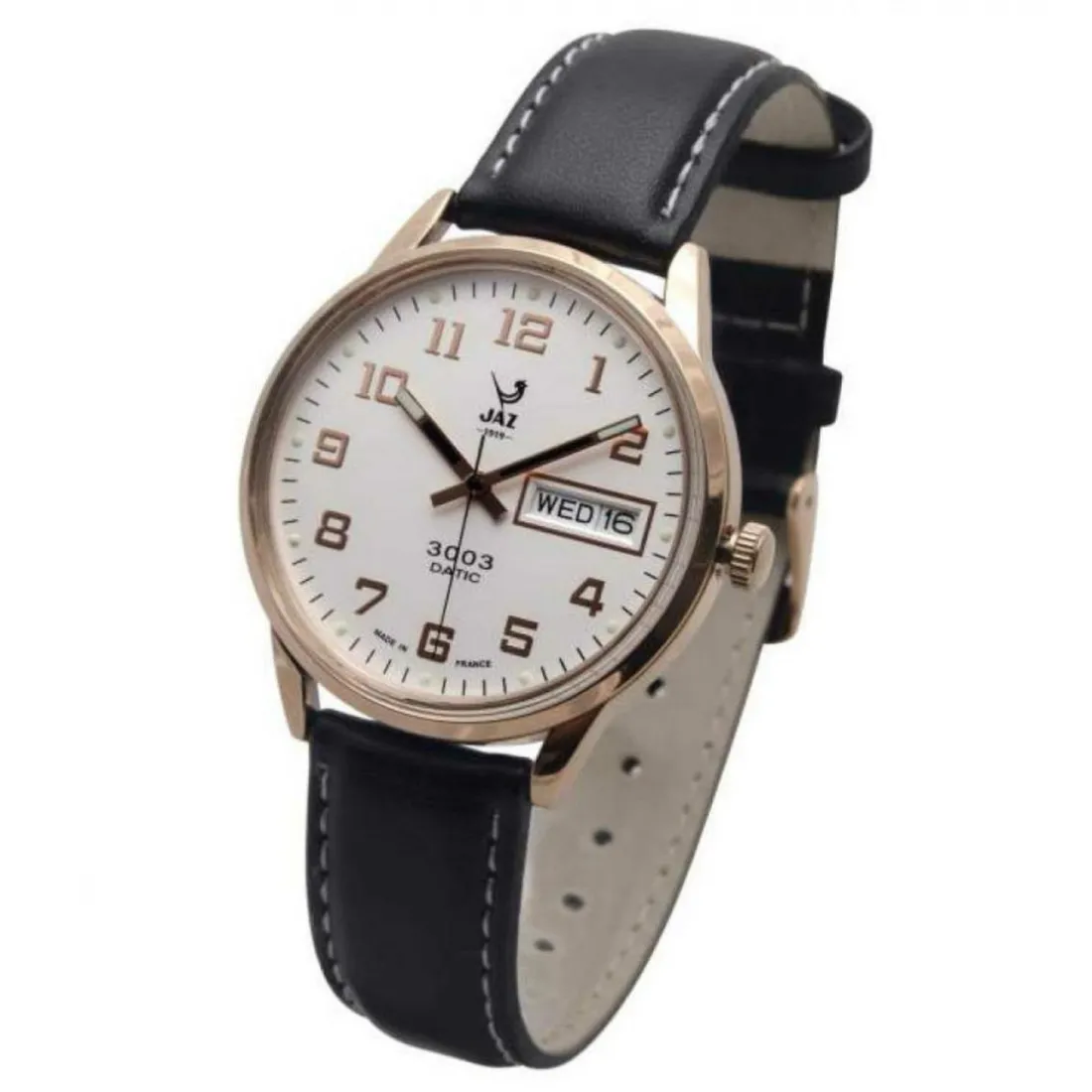 Montre Jaz 3003 Datic JZ112/6 - Montre Cuir Dateur Noire Homme