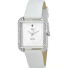 Montre Marwa blanche ornée d'un véritable diamant noir et de 72 Cristaux scintillants