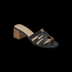 Mule à talon LIVIA noir en cuir