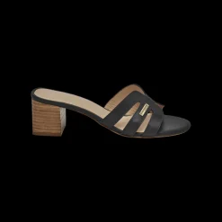 Mule à talon LIVIA noir en cuir