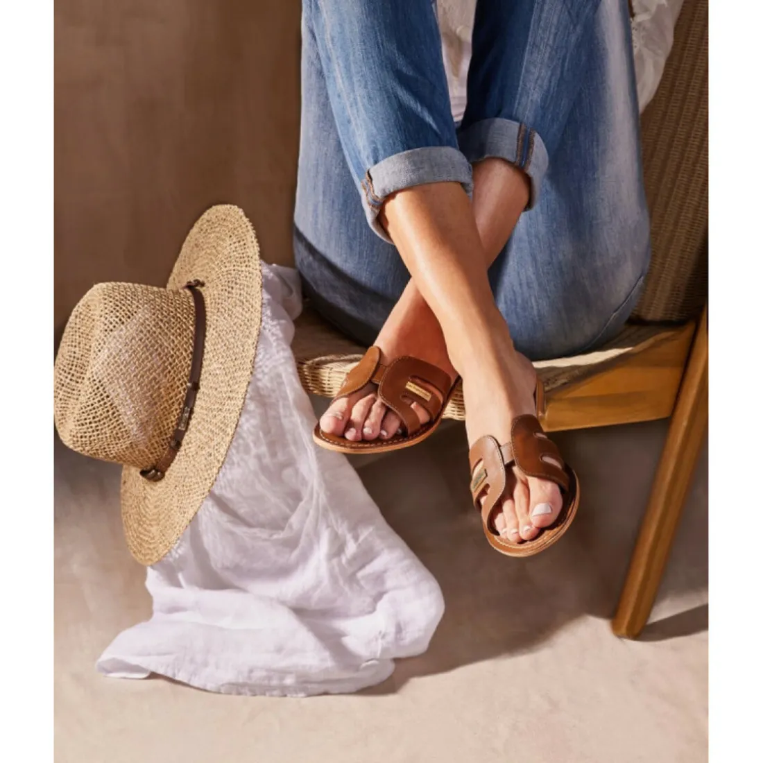 Mule Femme Damia Tan - Les Tropéziennes marron en cuir