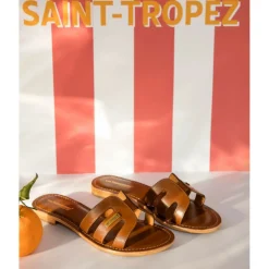 Mule Femme Damia Tan - Les Tropéziennes marron en cuir