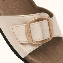 Mules FLEURICE en satin craie beige