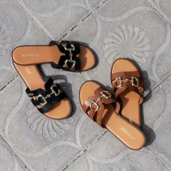 Mules plate en cuir HAMIA noir