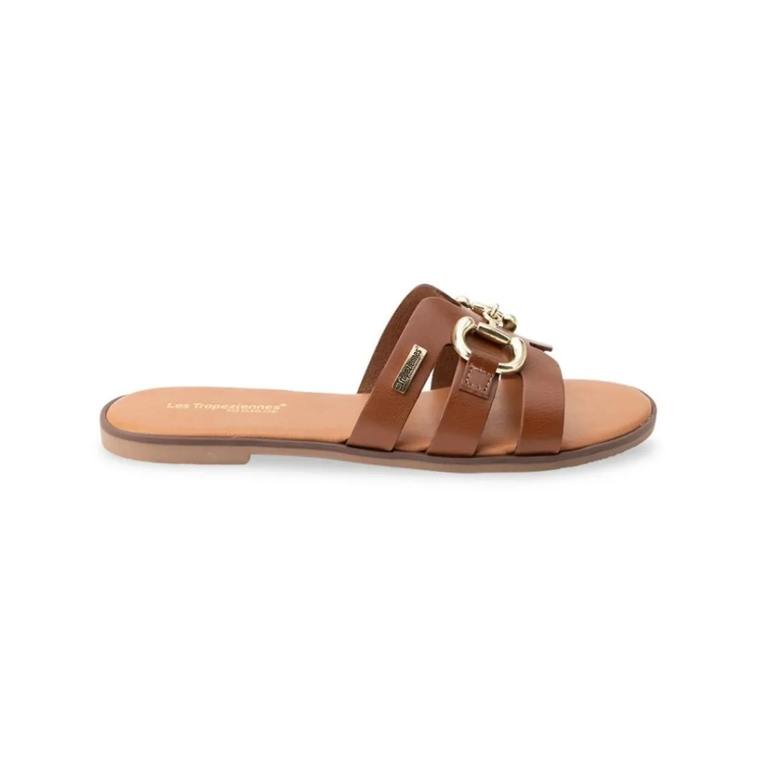 Mules plate en cuir HAMIA tan camel