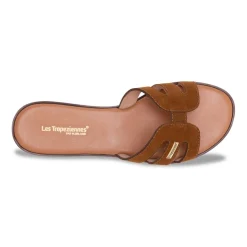 Mules plate en cuir HAMIGA cognac