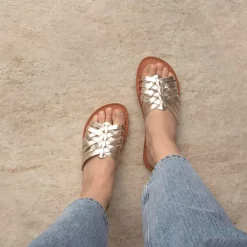 Mules plates CARLA champagne en cuir