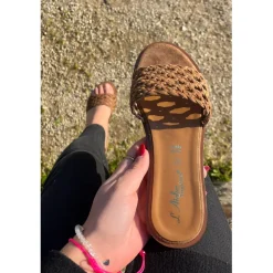Mules plates Femme En Cuir - Marron