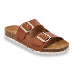 Mules plates femme ZATIX marron en cuir