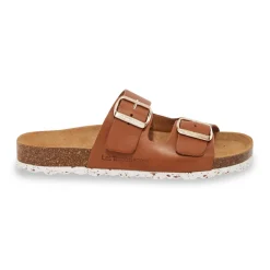 Mules plates femme ZATIX marron en cuir