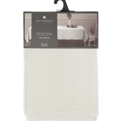 Nappe chambray, blanc, coton, dimensions 140x240 cm