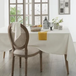 Nappe chambray, blanc, coton, dimensions 140x240 cm