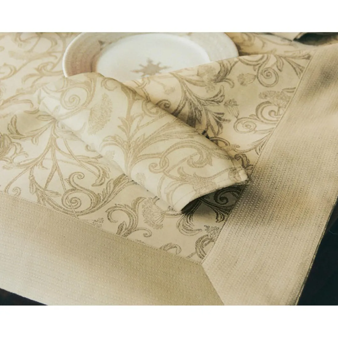 Nappe coton jacquard Ombelle Blanc des Vosges