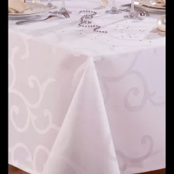 Nappe damassé enduit MADIGAN Blanche