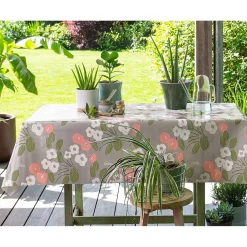 Nappe en Toile cirée BLOOM ROMANTIC à fleurs blanches et roses