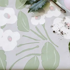 Nappe en Toile cirée BLOOM ROMANTIC à fleurs blanches et roses