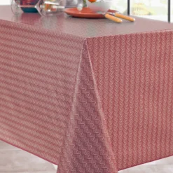 Nappe ovale 180 x 240 cm TOILE CIREE Cranberry