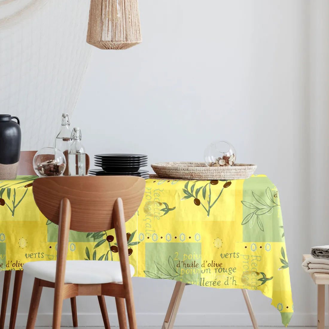 Nappe Rectangle Recette Provencale Toile Ciree Vert