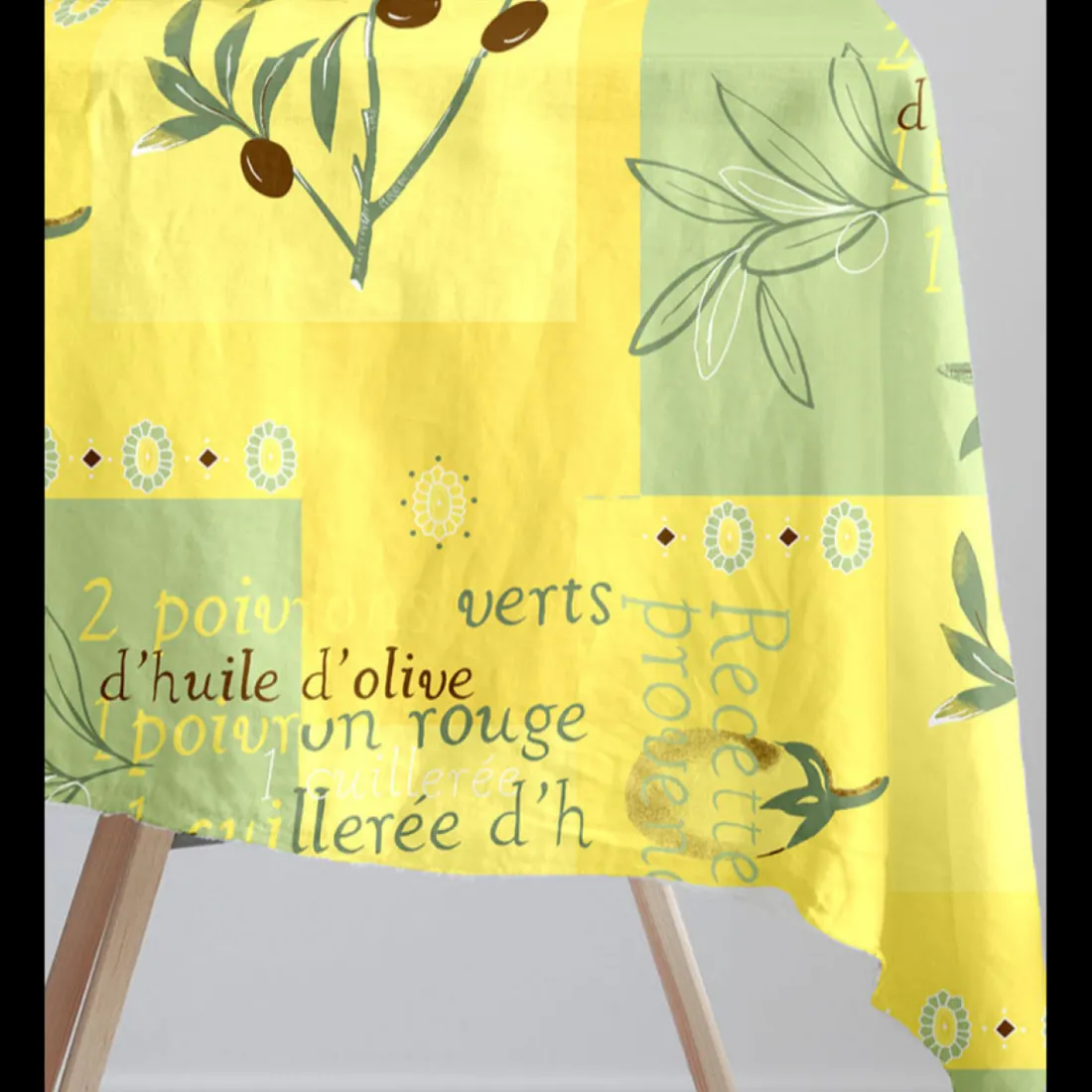 Nappe Rectangle Recette Provencale Toile Ciree Vert