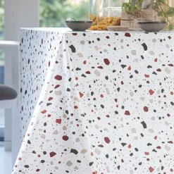 Nappe Rectangle Terrazo Toile Ciree Bordeaux