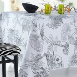 Nappe Rectangle Tropical Puma Toile Ciree Blanc
