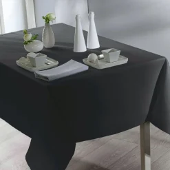 Nappe rectangulaire tissu uni TENTATION gris zinc 140 x 300 cm