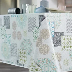 Nappe ronde 140 cm FAIENCE TOILE CIREE Multicolore