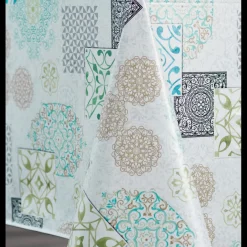 Nappe ronde 140 cm FAIENCE TOILE CIREE Multicolore