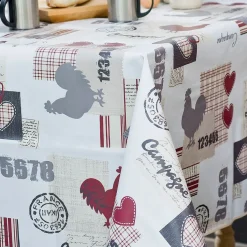 Nappe ronde COUNTRY SIDE TOILE CIREE Blanc