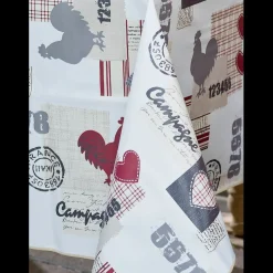 Nappe ronde COUNTRY SIDE TOILE CIREE Blanc