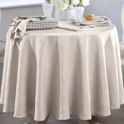 Nappe ronde en polyester FONTANA 180 øu froissé permanent beige chanvré