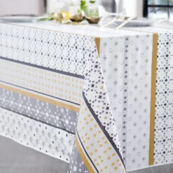 Nappe Ronde Riviera Toile Ciree Gris 140 cm