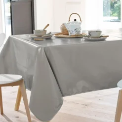 Nappe rondeToile cirée unie aspect brillant NAP.MUZIKA 135ø gris perle
