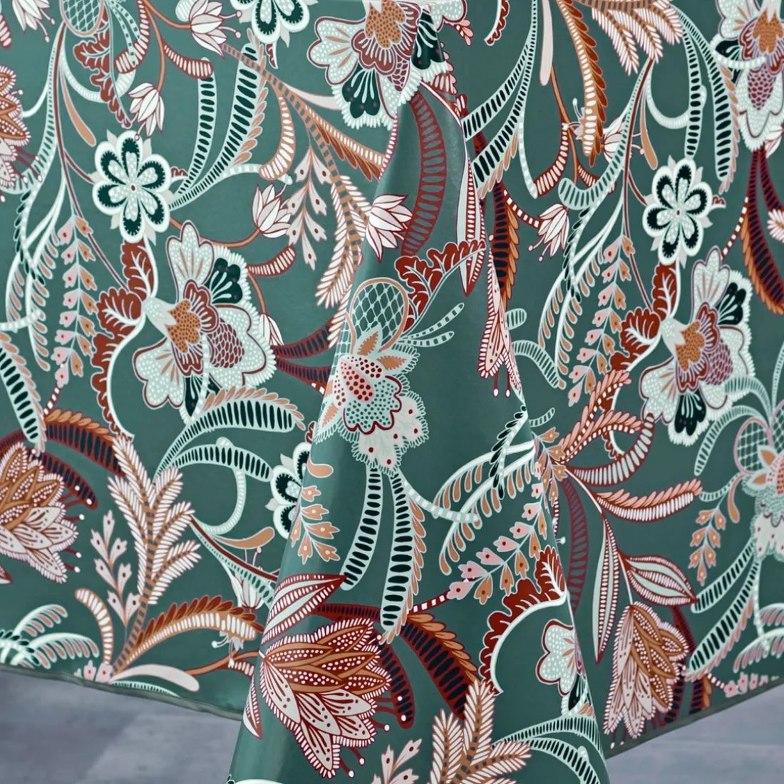 Nappe Toile cirée motif cachemire DATCHANAP 140 vert