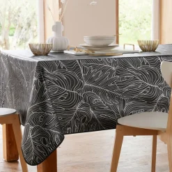Nappe Toile cirée motifs argenté SISSINAP 140x140 noir