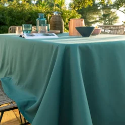 Nappe ultra douce ronde 180 cm PEACHSKIN - bleu paon