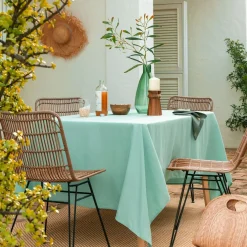 Nappe ultra douce ronde 180 cm PEACHSKIN - bleu céladon