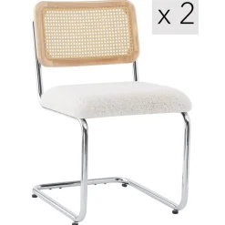 Nordlys - Lot de 2 Chaises de Salle a Manger Industrielles Metal Cannage Rotin