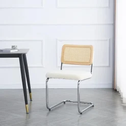 Nordlys - Lot de 2 Chaises de Salle a Manger Industrielles Metal Cannage Rotin