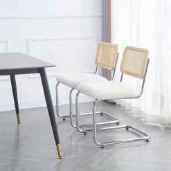 Nordlys - Lot de 2 Chaises de Salle a Manger Industrielles Metal Cannage Rotin