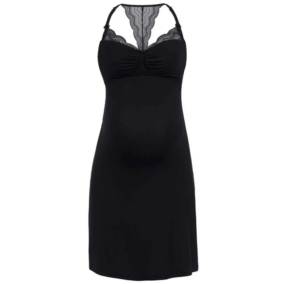 Nuisette de grossesse et d'allaitement noir Cache Coeur Lingerie en viscose