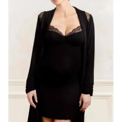 Nuisette de grossesse et d'allaitement noir Cache Coeur Lingerie en viscose