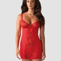 Nuisette dentelle rouge