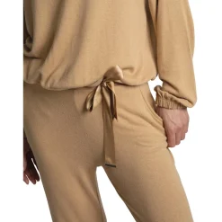 Ocea pantalon fluide coupe droite marron en viscose
