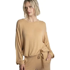 Ocea t-shirt manches longues marron en viscose