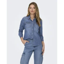 Onlalexa L/S Dnm Shirt Ana Noos bleu denim en coton