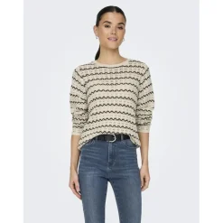 Onlasa Ls Structure O-Neck Noos Knt noir en coton Nell